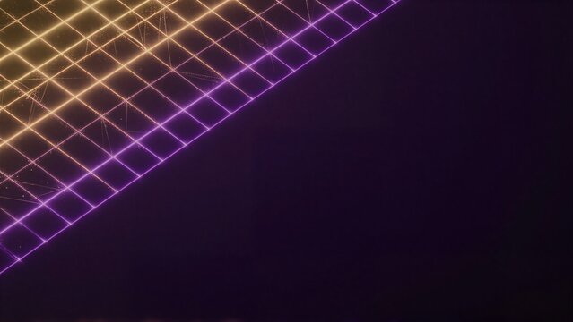 Glittering purple and gold grid diagonally across dark background.