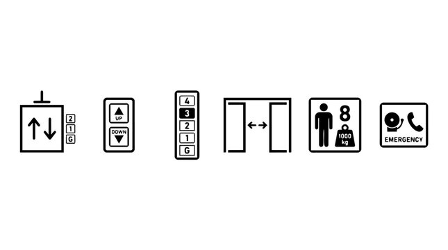 Elevator and Lift System Icons Set