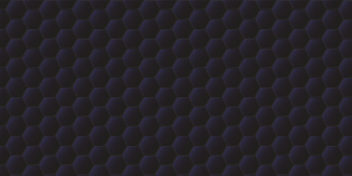 Dark hexagon mosaic seamless tile pattern blue modular surface.