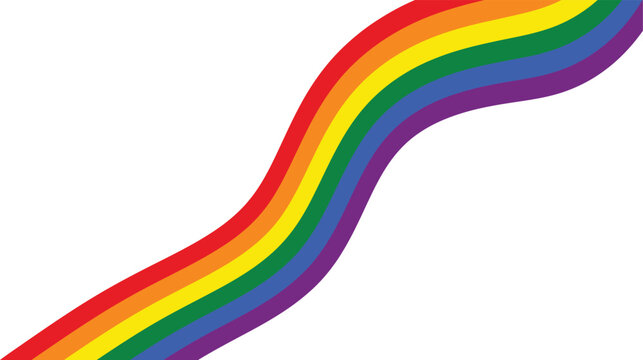 Rainbow wavy ribbon design element. LGBTQ pride flag background with colorful wave flow. Abstract banner vector for diversity, equality and love