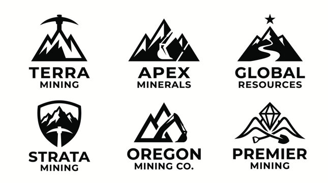 Creative Coal Mining Industry Logo Featuring Strong Worker Character for Heavy Equipment Business