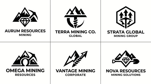 Creative Coal Mining Industry Logo Featuring Strong Worker Character for Heavy Equipment Business