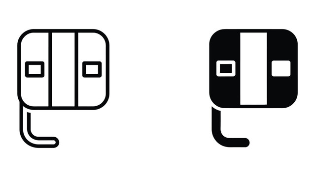 UK plug icon set in outline and solid glyph style vector