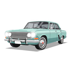 Obraz premium Classic Car Illustration: Vintage Automobile, Retro Design, Isolated
