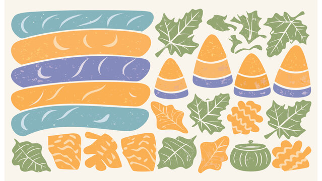 Autumn icons, fall elements, vector illustrations, 20 seasonal symbols
