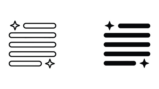 Clean text icon set in outline and solid glyph style vector
