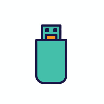 Simple Flat Design Icon of a USB Flash Drive.