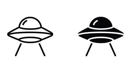 UFO icon set in outline and solid glyph style vector © OrchiDesign