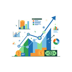 Obraz premium Financial Growth Chart: Investment Success, rising Profits, Business Graph
