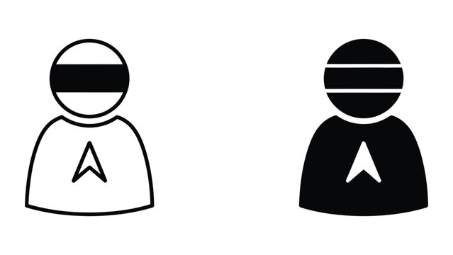 Avatar icon set in outline and solid glyph style vector