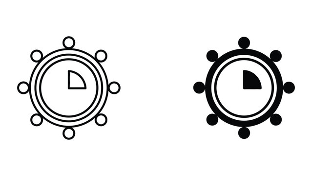 Tambourine icon set in outline and solid glyph style vector