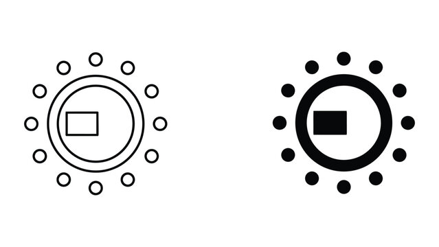 Round table meeting icon set in outline and solid glyph style vector