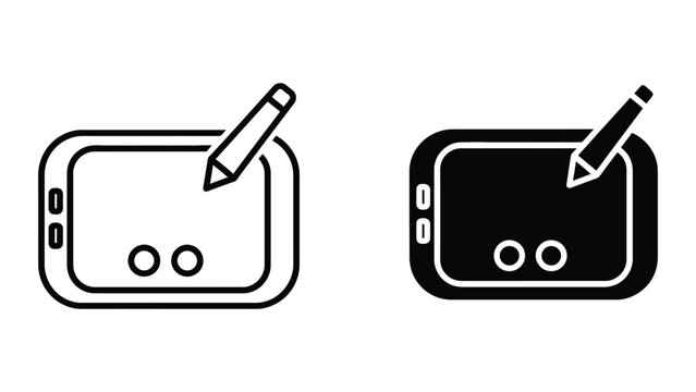 Graphics tablet icon set in outline and solid glyph style vector