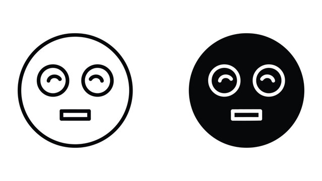 Eye roll face icon set in outline and solid glyph style vector