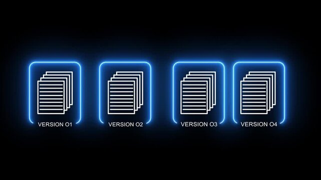 Document version control concept on the black background. Revision history and change tracking. Motion graphics of online document controlling animation 4k video