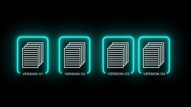 Document version control concept on the black background. Revision history and change tracking. Motion graphics of online document controlling animation 4k video