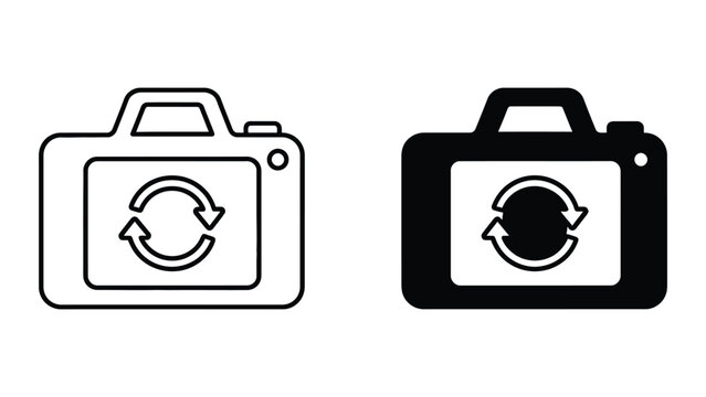 Switch Camera icon set in outline and solid glyph style vector