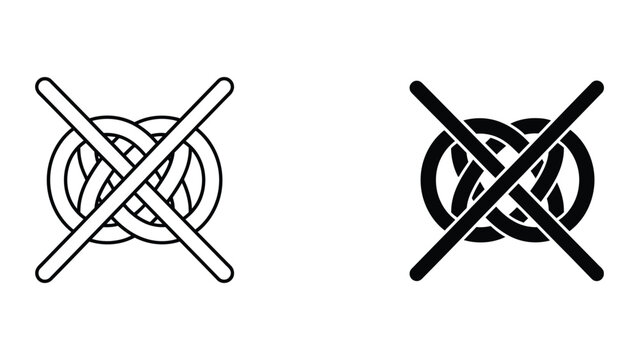 Do not knot icon set in outline and solid glyph style vector