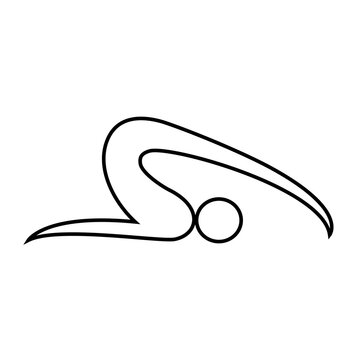 Outline style of a person bending deeply backwards to touch the floor. Related to flexibility, core control, advanced contortion, ideal for gymnastics schools, flexibility tutorials, pilates studios