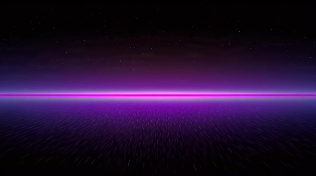 Purple laser beam horizon shimmering with stardust particles in a dark cosmic void with a premium cinematic steady cam glide for sci-fi movie marketing