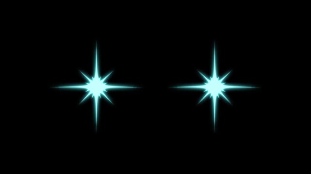 Twinkling star blast motion graphics, shimmering twinkling star animation on black background, cartoon sparkle stars twinkling, sparkling white lights, doodle vector starry night sky.