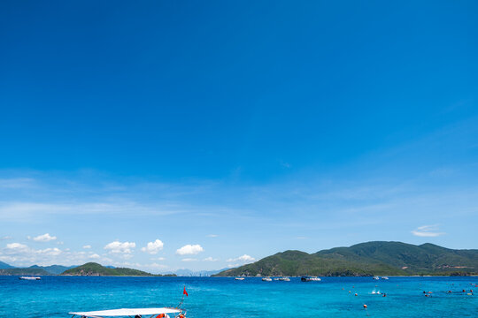 Hon Mun Island at Nha Trang Bay, Vietnam. Beautiful ocean landscape in Nha Trang, Vietnam