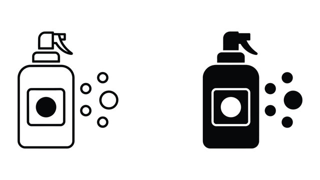 Spray bottle icon set in outline and solid glyph style vector