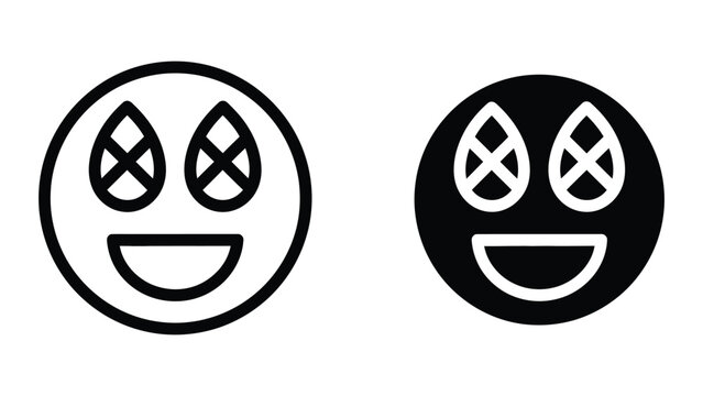 Dizzy face emoji icon set in outline and solid glyph style vector