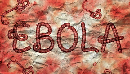 EBOLA. 3D illustration of the Ebola virus, displaying the word 