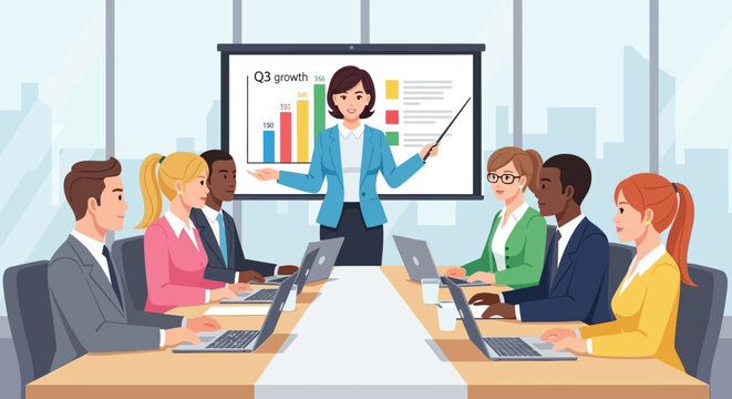 Buisness icon Business meeting, office presentation, teamwork discussion, corporate training isolated on White Background EPS Vactor