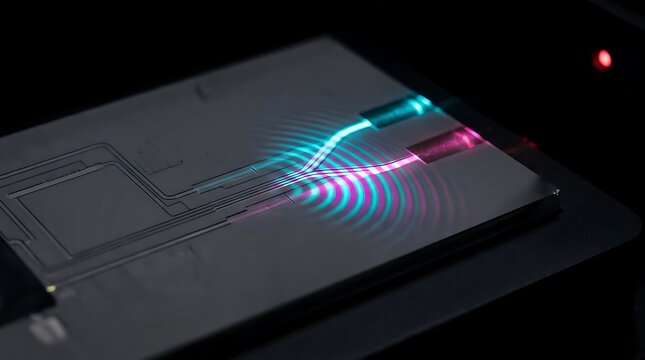 Advanced microelectronics display dynamic data transmission for quantum computing future tech innovation
