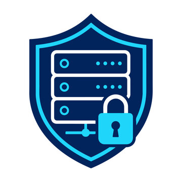 Server security lock icon for protected infrastructure