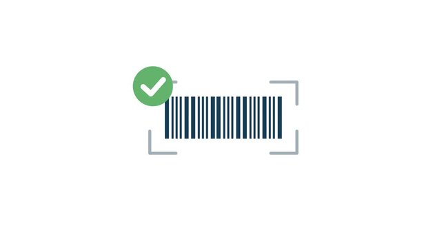 Successful Barcode Scan Frame with Check Mark on White Background
