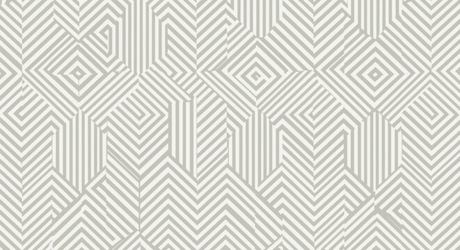 Complex geometric pattern composed of interwoven light grey and white lines, creating a mesmerizing abstract maze-like design suitable for modern backgrounds.