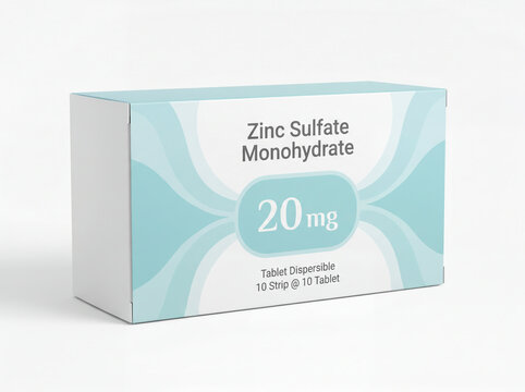 Box of Zinc Sulfate 20 mg dispersible tablets for nutritional health