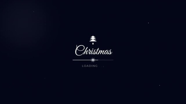 Christmas holiday season loading screen with elegant tree icon and script typography on dark navy background representing festive digital greeting seasonal content and holiday app loading animation