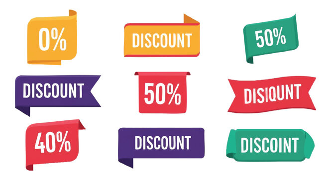 Fifty percent discount banners with colorful halftone dot patterns