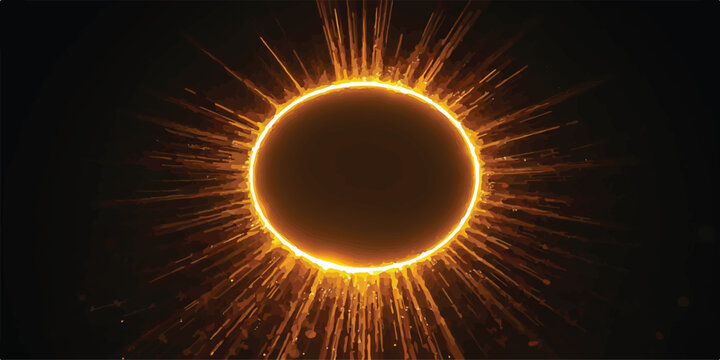 Radiant sun corona effect with fiery particles digital art outer space
