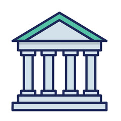 Fototapeta premium Minimalist vector illustration of a classic bank building icon.