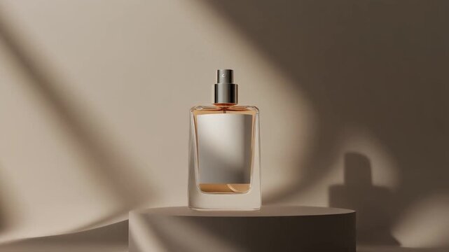 Luxury Perfume Bottle with Abstract Shadow Movement and Form Lighting