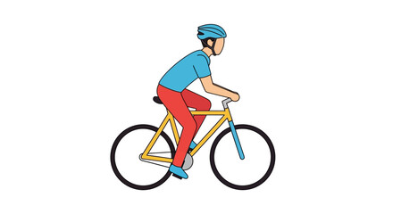 Fototapeta premium Man in helmet riding bicycle, healthy lifestyle, sport and fitness