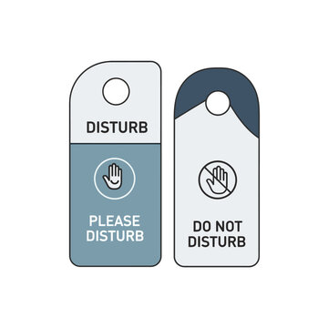 Hotel Room Door Hangers: Please & Do Not Disturb Icon Signs