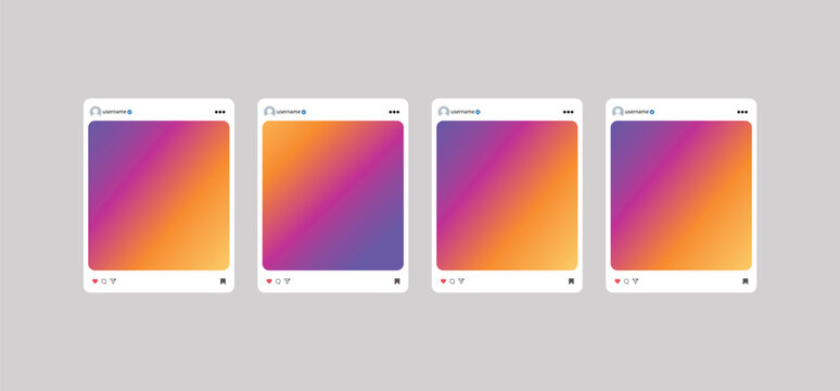 
Instagram logo social media interface vector template with dark mode, light mode, and gradient background app mockups. instagram feed post mock up for smartphone and scroll frame pages.
