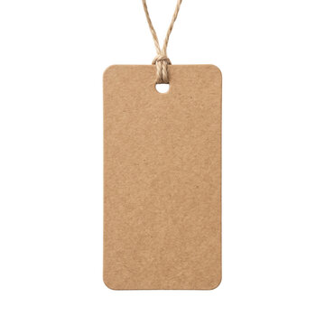 Blank brown kraft paper gift tag with twine string