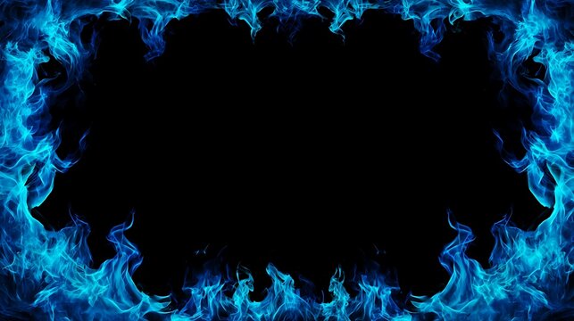 A background with blue flames burning along the left and right sides of the screen.