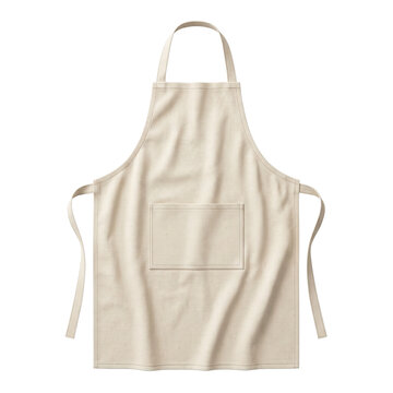 Blank natural canvas cooking apron with front pocket