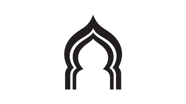 Islamic mosque mehrab archway flat design vector illustration black and white