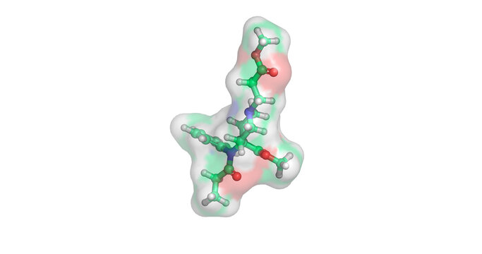 Remifentanil, rapid-onset ultra-short-acting synthetic opioid drug for surgical anesthesia, 3D molecule 4K