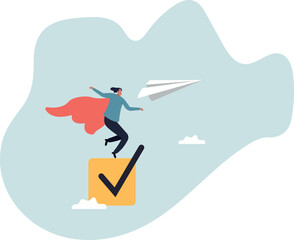 Fototapeta premium Checklist or checkbox to complete work, check mark or accomplishment, tick to do list or task management, human life and situation.vector illustration.