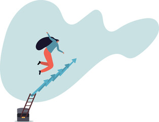 Fototapeta premium Career growth, growing business or leadership to overcome challenge, motivation to succeed, human life and situation.vector illustration.